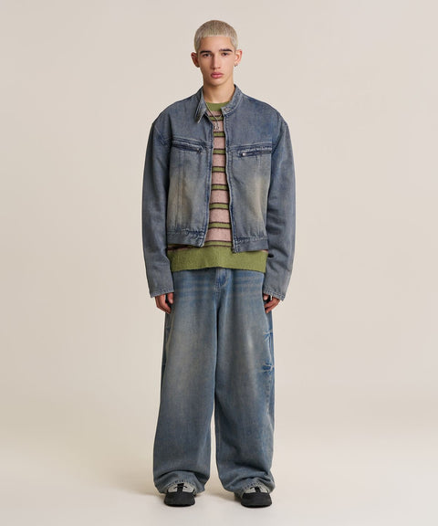 Wide Straight Washed Denim Pants