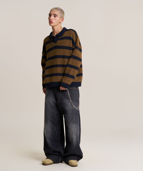Balloon Fit Distressed Washed Denim Pants