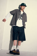 Unisex Cropped Check Short Sleeve Shirt