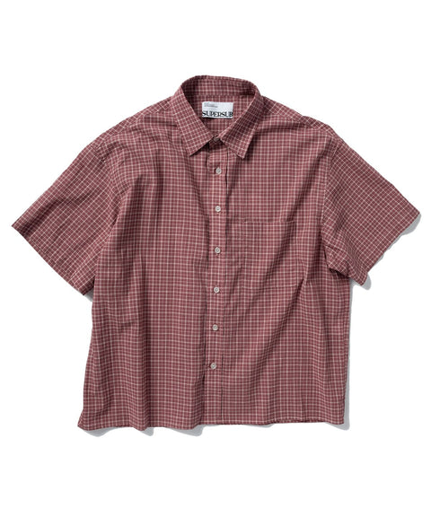 Unisex Cropped Check Short Sleeve Shirt