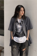 Unisex Cropped Check Short Sleeve Shirt – Snap