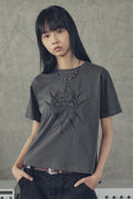 Spike Skull Cropped Short Sleeve T-Shirt