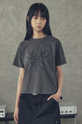 Spike Skull Cropped Short Sleeve T-Shirt
