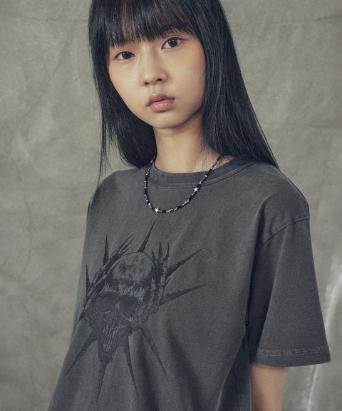 Spike Skull Cropped Short Sleeve T-Shirt