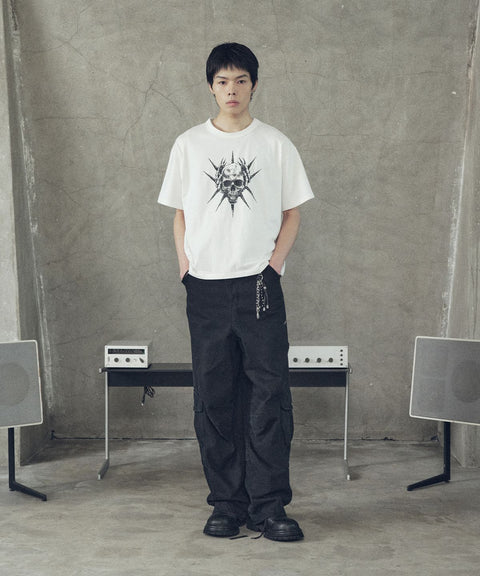 Spike Skull Cropped Short Sleeve T-Shirt