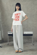 Don't Look Back Lettering Cropped Short Sleeve T-Shirt