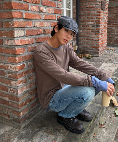 Slub Contrast Layered Long Sleeve T-Shirt