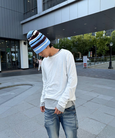 Slub Contrast Layered Long Sleeve T-Shirt