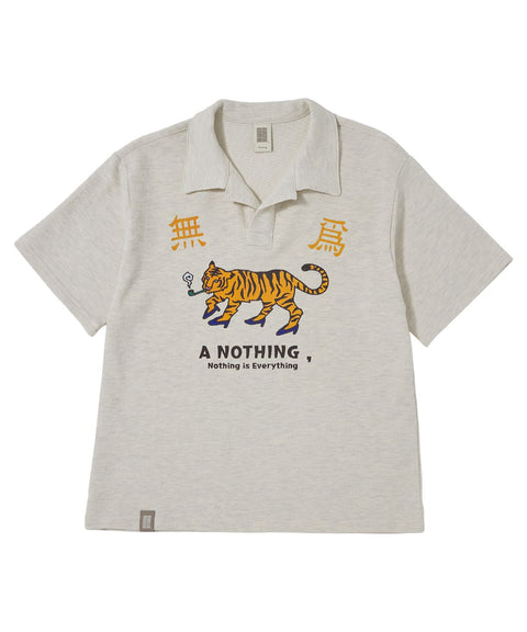 MU-WI PIN-KNIT 1/2 COLLAR-TEE - Oatmeal